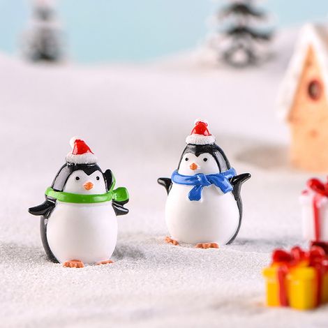 Ornement De Noël - Pingouin En Résine - Décoration Micro Bonsai Pour Intérieur Et Voiture - Lot De 4 (1/5)