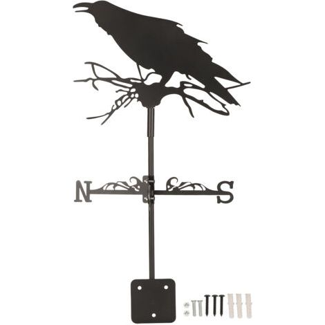 RHG Girouette Corbeau Ornament Vane Météo Weathercock en Fer Métal Elle est parfaite pour la décoration de jardin, de ferme en plein air (1/5)
