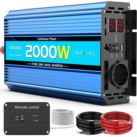 Convertisseur 12v 220v Pur Sinus 2000W/4000W Convertisseur de Tension Transformateur de Tension Inverter avec USB et de Courant Alternatif (1/5)