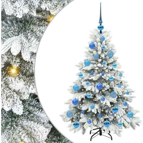 Sapin de Noël artificiel avec 150 lumières LED blanches, 120 cm de haut, en PE et PVC. (1/5)