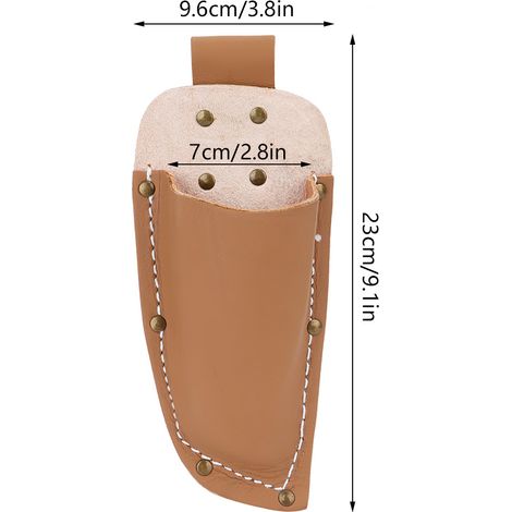 Étui professionnel pour sécateur jardin - marque artisanale - cuir cowhide - dimensions 23cm - couleur marron/rouge - fermeture sécurité (1/5)