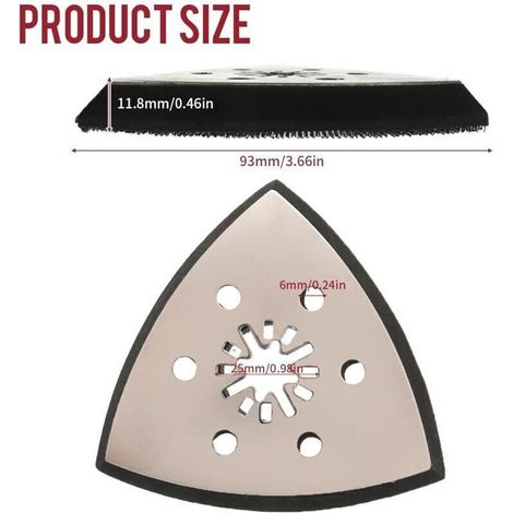 Plateau de ponçage fin 93 mm, disque de ponçage multi-outils, ponceuse triangulaire, accessoires pour ponceuse Delta, Lot de 2