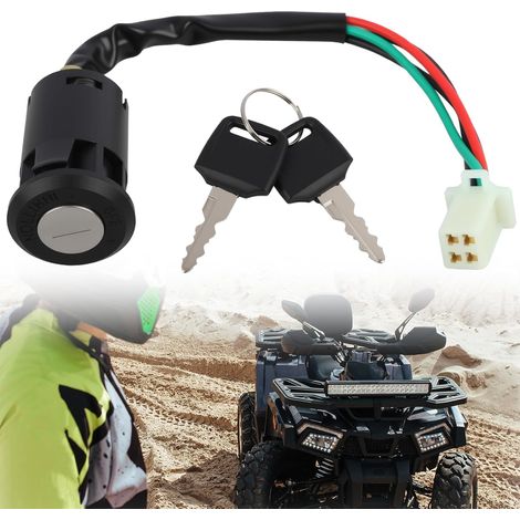 Interrupteur à Clé de Contact à 4 Fils pour Moto, Compatible avec Véhicules 50cc à 250cc, Compatible pour ATV, Quad, Dirt Bike, Scooter Électrique, Installation Facile, Durable (1/5)