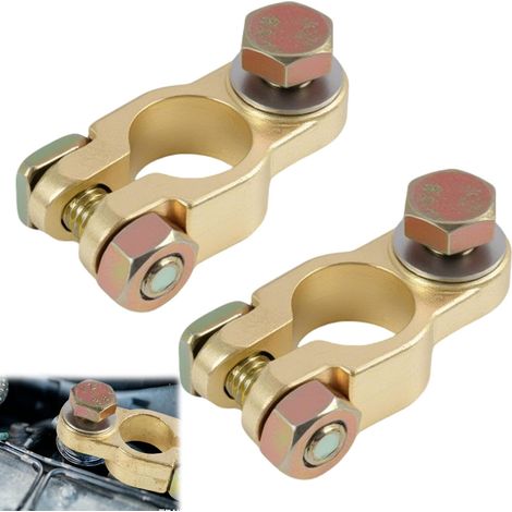 Cosse Batterie Bornes 12V/24V, Connecteurs de Batterie Voiture, Cosse de Batterie Voiture, Bornes de Batterie, Pinces Connecteurs pour Automobile, Moto, Bateau, Camion et Caravane (1/5)