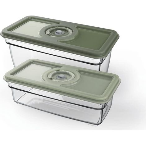 AEG AVFB1 - Set di 2 contenitori per sottovuoto (1,6 e 1,0 litri), conservazione di alimenti e sostanze nutritive, funzione data, lavabili in lavastoviglie, adatti al freezer, senza BPA, sostenibile, (1/5)