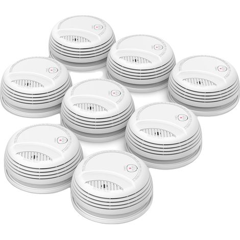 Rivelatore di fumo, sensore fotoelettrico, volume allarme 85 dB, 8 pezzi (1/2)