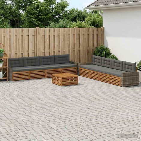 vidaXL Outdoor-Sofagarnitur 9 Stk. Natur und Anthrazit Polyester (1/5)
