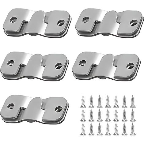 Lot de 10 supports encastrés en acier inoxydable pour têtes de lit et miroirs muraux. Supports de fixation dissimulés. Anneaux de suspension encastrés emboîtables. Quincaillerie murale en acier. (1/5)
