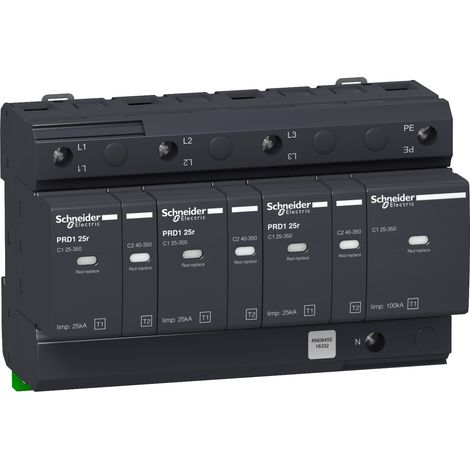 Acti9 - parafoudre PRD1 25r débrochable - 3P+N - 350V - report signalisation  - 16332