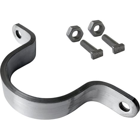 Signaletique.Biz France – Bride de fixation pour poteau en aluminium – Diamètre 60 mm – Fixation panneaux – 2 trous de 9 mm – Vis de 25 mm (1/5)