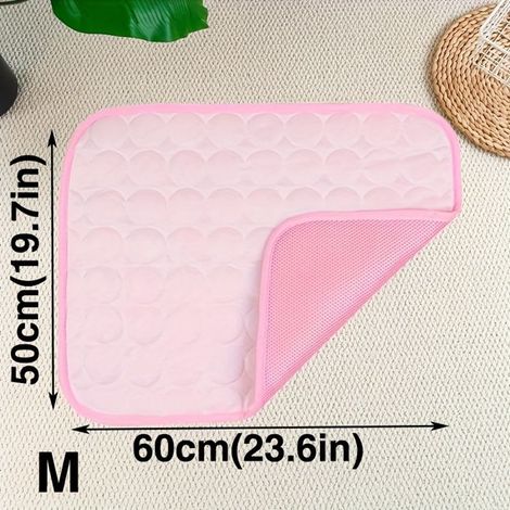 Rectangular Cooling Mat for Pets - Breathable Mesh, No Water Needed, Foldable - Pink, Medium 60x50 cm (1/5)