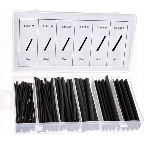 SET DE TUBOS TERMORETRÁCTILES NEGROS 100 UDS (1/5)