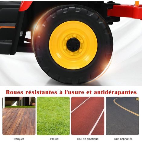 Set 2 en 1 Tracteur Électrique Enfant avec Remorque pour Transport de Jouets, Véhicule 12V Télécommande 2.4G 3 Vitesses Rouge (1/5)