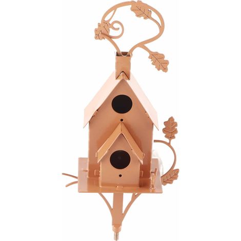 Nichoir en métal avec poteau, nichoir à oiseaux en métal vieilli, décoration de jardin, style cottage, piquets pour nichoir à colibris, nichoir en métal vieilli (1/5)