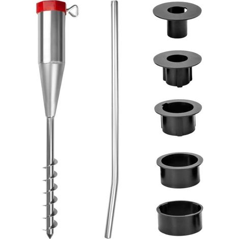 Parasol stand, base, screw-in ground socket, 25-55 mm adapter, galvanized steel, silver (1/5)