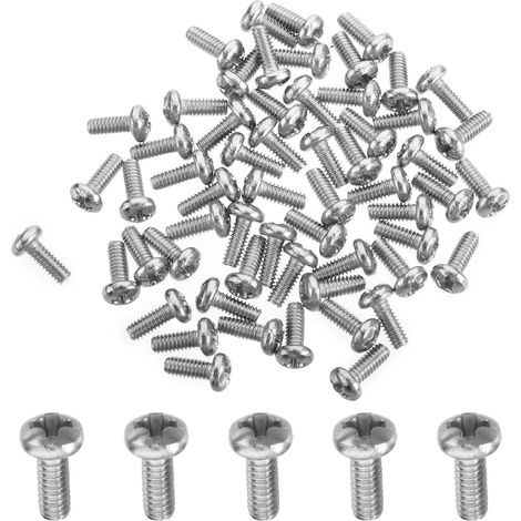 MroMax Lot 60 vis à tête cylindrique Phillips M2 x 5 mm, acier inoxydable 304 18-8, filet solide, vis à tête cruciforme gris argenté métrique pour coordonnées, appareils photo et autres petits apparei (1/5)