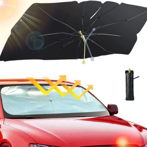 Pare-soleil de voiture pour pare-brise - Pare-soleil parapluie pour voiture - Pare-soleil parapluie anti-UV - Pare-soleil de voiture pliable 142 x 77 cm (1/5)