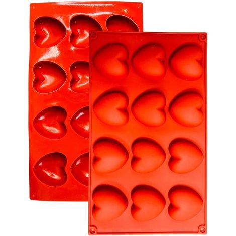 1 Moule Silicone, 12 Cavités Cœur Bombé, Antiadhésif, Résistant Chaud Froid, Pâtisserie Cuisine (1/5)