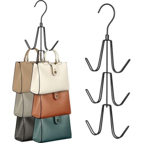 2 Pièce Porte Foulard, Porte Cravate, Rangement Ceinture, Porte Sac Suspendu Multifonctionnel Ceinture Cravate élingue Rotatif Crochet Organisateur pour Cravates, écharpes, Châles, Sacs (1/5)