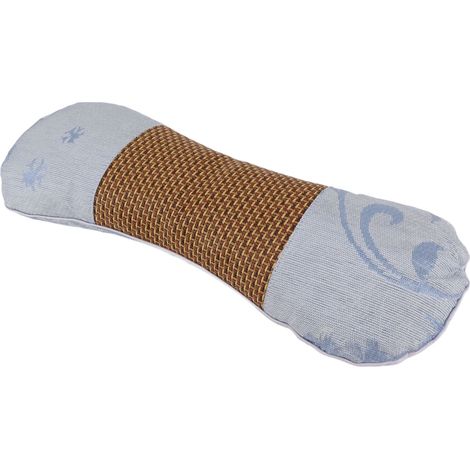 Oreiller cervical ergonomique en soie glacée bleue, garni de fibres d'absinthe. (1/5)