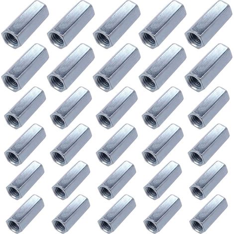 30 Pièces Écrous Longs Hexagonaux, M6/M8/M10, Acier Zingué (1/5)
