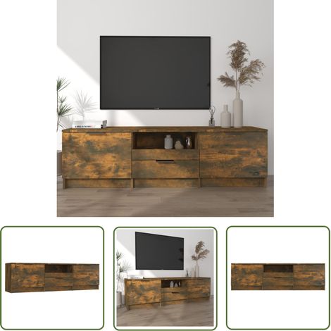 Meuble TV, Étagère TV, Meuble de Salon, Chêne fumé 140x35x40 cm Bois d'ingénierie OIB8808E (1/5)