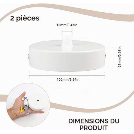 Canopy Cover for Hanging Light Fixtures Diameter 100 mm x 25 mm Matt Metal Includes Anti-Pull Fitting (1/4)
