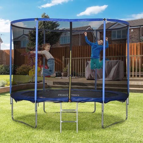 Trampoline Exterieur Adulte Ø305x248cm, Filet de Securite et Bordure Rembourree, Bleu et Noir, Jeux de Jardin pour Maison, Tapis de Saut Elastique (1/5)