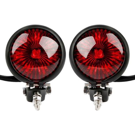 Feux arrière doubles à LED rouges 12V pour motos - Feux stop et arrière noirs style Café R pour choppers (1/5)