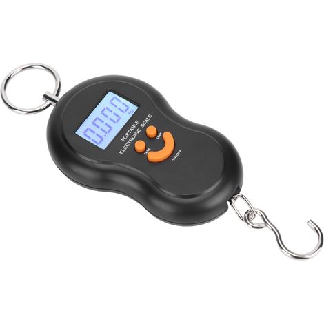 Balance électronique de voyage suspendue, compacte et portable, en forme de gourde, avec crochet de suspension rétroéclairé et écran LCD. (1/5)