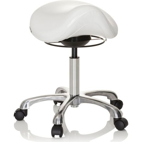 Tabouret / Chaise de selle ORTHO SIT simili cuir blanc hjh OFFICE (1/5)