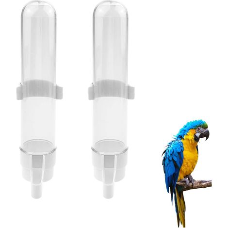 Abreuvoir Oiseaux,2 PCS Abreuvoir Oiseaux Automatique 120ml Distributeur d'eau Transparent pour Cage Perruche Perroquet avec Brosse de Nettoyage Mangeoire Eau Plastique pour Pigeons (1/5)
