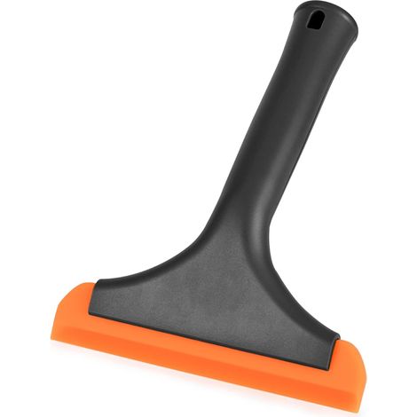 Grattoir en silicone, petit grattoir à eau et outil de nettoyage pour portes de douche, voitures, miroirs, surfaces domestiques Noir + orange
