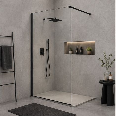Paroi de douche fixe Transparente noir 120 (1/4)