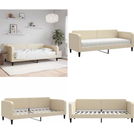 Tagesbett mit Matratze Creme 80x200 cm Stoff - Tagesbett - Schlafsofa - Gästebett - Wohnzimmermöbel - Schlafzimmermöbel - Home & Living (1/5)