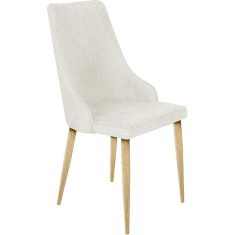 Home Heavenly® - Pack 4 sillas comedor BERGEN. Elegante silla con respaldo envolvente tela antimanchas. Patas metal acabado robl Color: Beige (1/5)