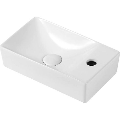 Aloni Handwaschbecken Keramik Weiß Hahnloch Rechts Design Waschtisch Gästebad Kleines Washbecken Handwaschbecken Hahnloch Rechts (1/3)