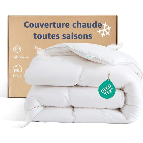 Couette Chaude 4 Saisons  Coton  Blanc 155 × 220 cm (1/5)