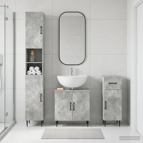 vidaXL 3 Piece Bathroom Cabinet Set HAARLEM Concrete Grey (1/5)