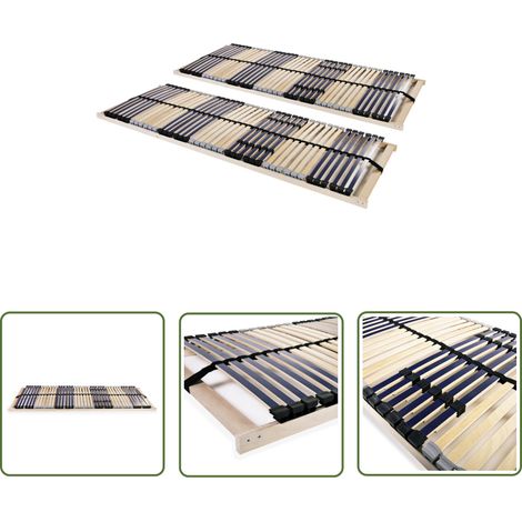 The Living Store Sommiers à lattes sans matelas 2 pcs avec 42 lattes 70x200 cm - Sommier À Lattes - Sommier Plateforme - Cadre Lit - Lit Double - Literie (1/5)