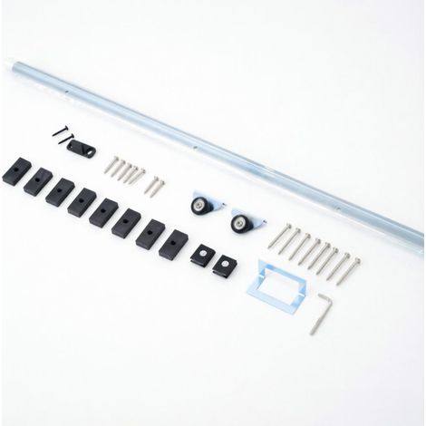Kit binario per porta scorrevole in acciaio 186 cm, portata 30 kg, con accessori di montaggio (1/5)