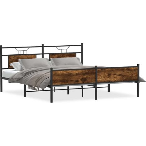 Maison Exclusive - Metallbett ohne Matratze Räuchereiche 160x200