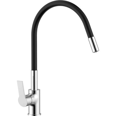 Jika Cubix - Grifo de fregadero con brazo flexible y ducha, negro/cromo H3512I17744201 (1/2)