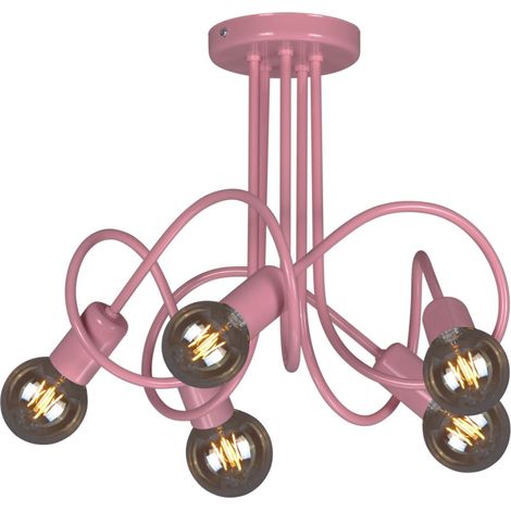 Lustre enfant loft rose métal Kaja Malva K-4519 5xE27 (1/3)