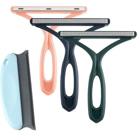 4 Pcs Animaux Chat Chien Eliminateur Manuel de Charpie,Rouleau Ramasse Enlève Poils Portable, Réutilisable Autonettoyant Brosse Tapi (1/4)