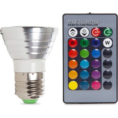 Bombilla LED E27 3W RGB Control Remoto 40.000H  [PL187220-E27]