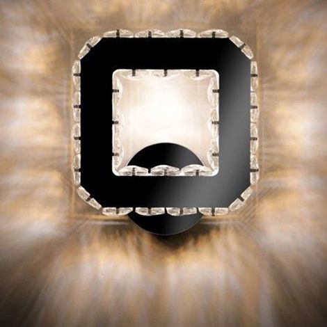 TrAdE Shop Traesio - Applique Da Parete In Cristallo Led 17w Quadrato Lampada Luce Naturale 4500k 01672 - (1/2)