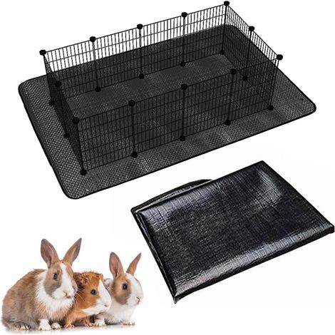 Waterproof Pet Playpen Mat, 150 x 100 cm, Reusable Base for Rabbits, Ferrets and Other Small Animals (Black) (1/5)
