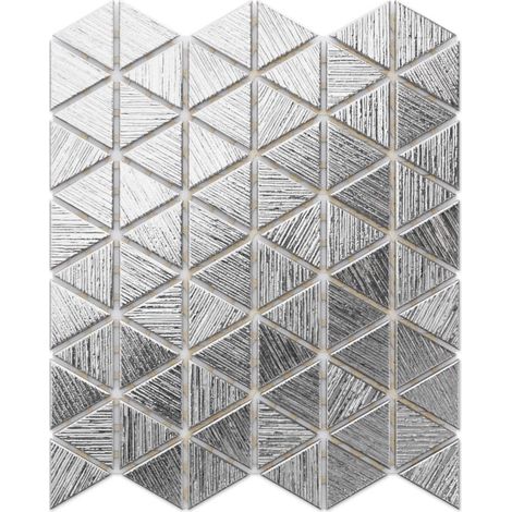 Mosaico in vetro su rete per bagno e cucina 26.3 cm x 30.3 cm - Silver Chrome (1/5)