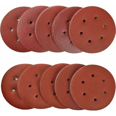 100 disques abrasifs, diamètre 150 mm, grains 40 à 2000, pour ponceuse excentrique 6 trous, usage multi-matériaux (1/5)